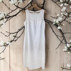 Petite Sophisticate Women's 10P White 100% Linen lined Sleeveless Maxi Dress